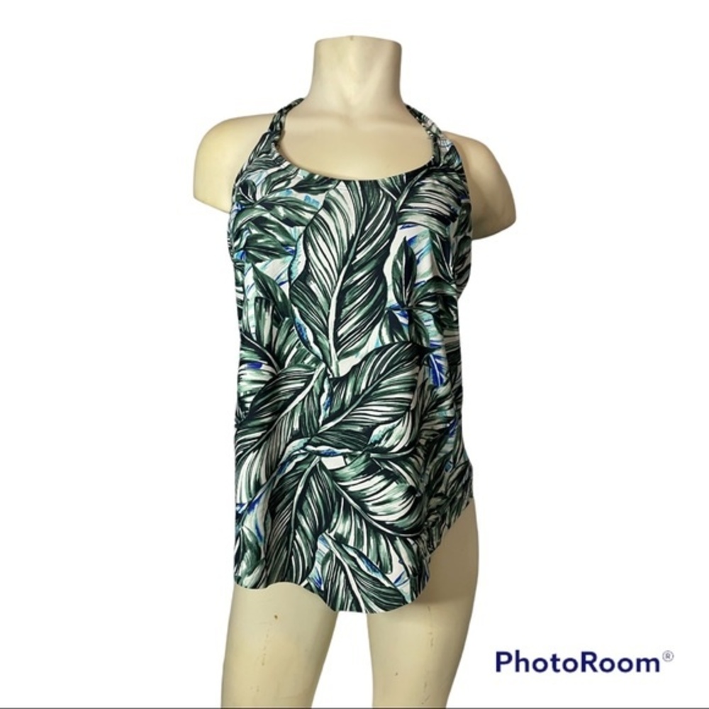 A.N.A. Women's Tankini (TOP ONLY) Palm Leaves Print Size L